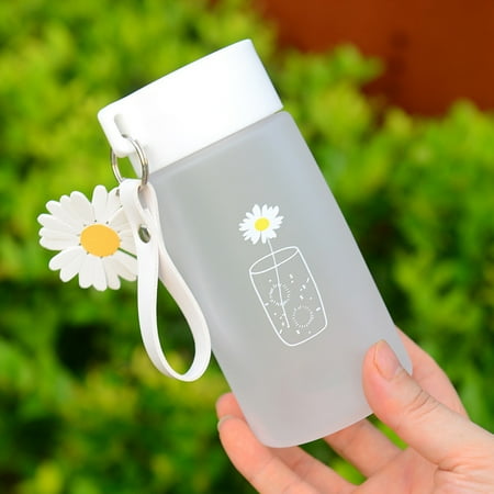 

2Pcs Water Bottle 500ml Frosted Travel Tea Cup Plastic Portable Flower