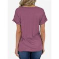thumbnail image 3 of Womens V-Neck Shirts with Front Pocket Decoration Short Sleeve Solid Casual Loose Fit Trendy T-Shirt, 3 of 4