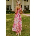thumbnail image 2 of Women's Pink Abstract Floral Print Shirred One Shoulder Maxi Dress for Summer | [ZhiHiMeRi] | (US 12-14)L, 2 of 12