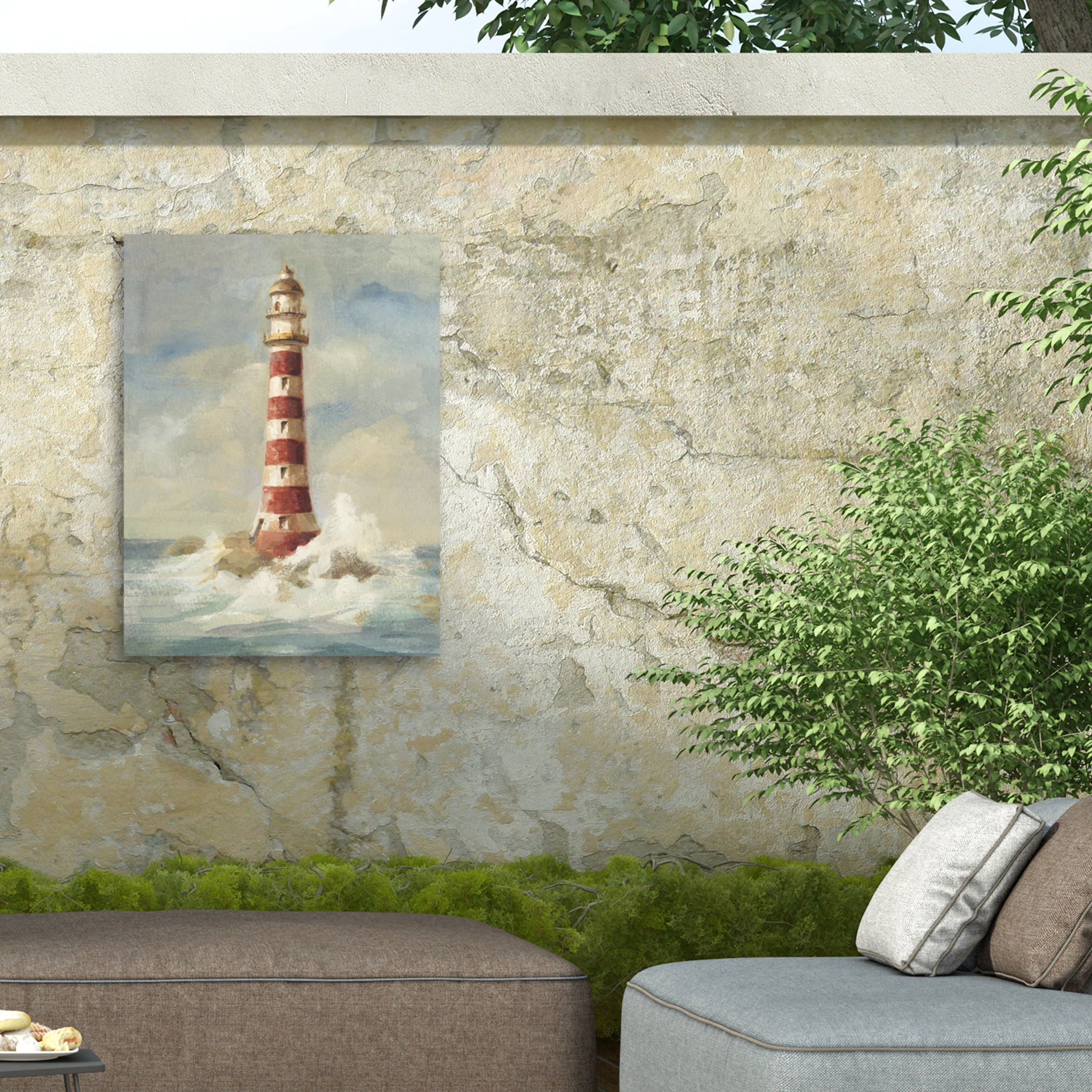 Danhui Nai 'Lighthouse II' Outdoor Canvas 32x16