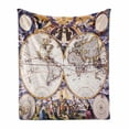 thumbnail image 1 of World Map Soft Flannel Fleece Blanket, Antique Map with Farmers Field Sun Birds Clouds Fantasy Sky in Old Painting Style, Cozy Plush for Indoor and Outdoor Use, 70" x 90", Multicolor, by Ambesonne, 1 of 6