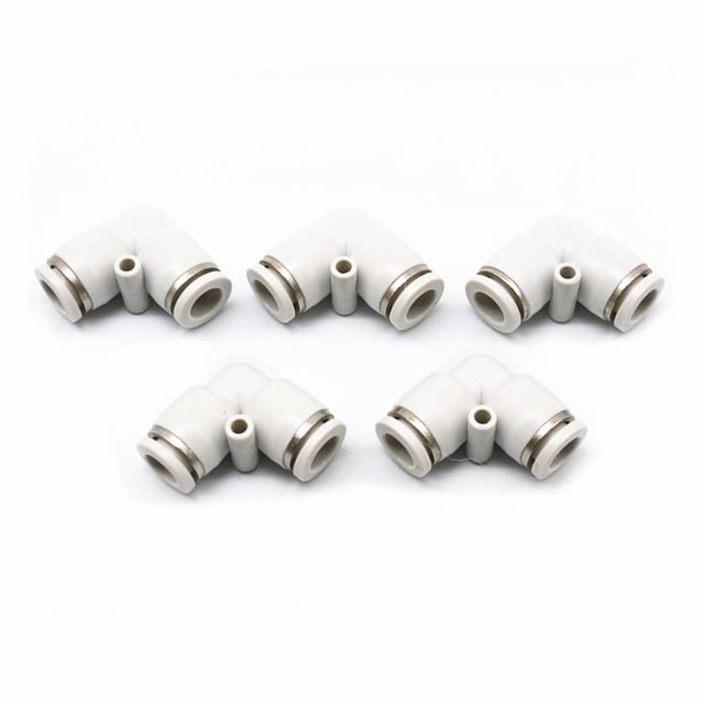 Blanco L con forma de codo 4mm a 16mm SOBREDOSIS Tubo de manguera One Touch Push In Air Pneumatic Fitting Accesorios de conector rápido Gas de plástico