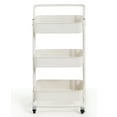 thumbnail image 3 of Topbuy 3-Tier Metal Rolling Utility Storage Cart Service Trolley Cart with Lockable Wheels White, 3 of 5