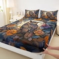 thumbnail image 3 of Homewish Jungle Hippie Owl Queen Sheet Sets, Bohemian Rustic Animal Flat Sheet, Vintage Rustic Rose Flower Queen Fitted Sheet, Breathable Home Decor, 4 Pieces, 3 of 7