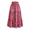 thumbnail image 1 of Women's Floral Tiered Ruffle Maxi Skirts Boho A Line Flared High Waist Vintage Flowy Long Skirt with Drawstring, 1 of 5