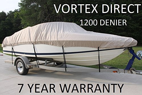 NEW VORTEX SUPER HEAVY DUTY 1200D BEIGE//TAN 16/' FISHING//SKI//RUNABOUT//BOAT COVER
