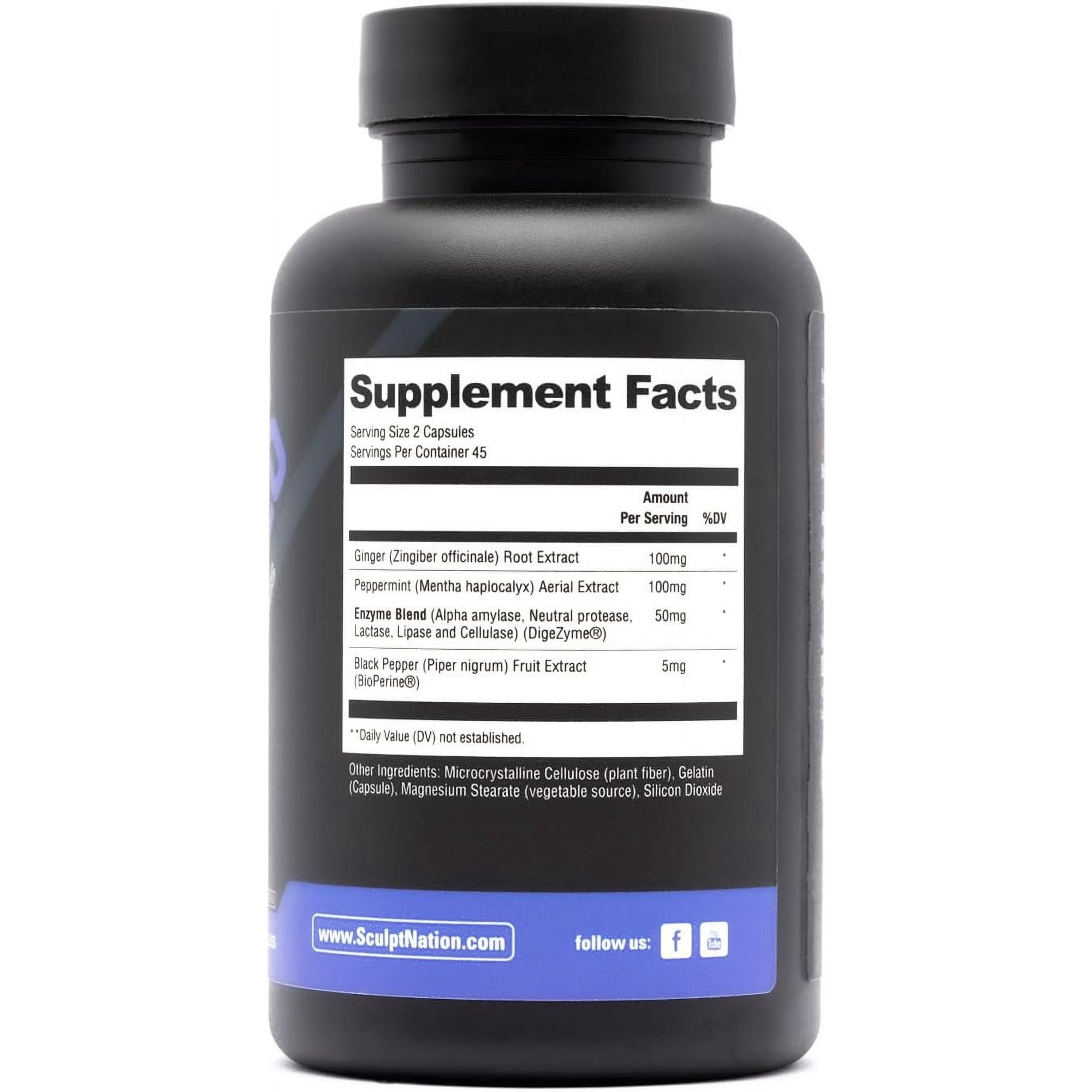 Sculpt Nation Digestive Enzymes Capsules for Gut Health and Bloating Support 90 Count