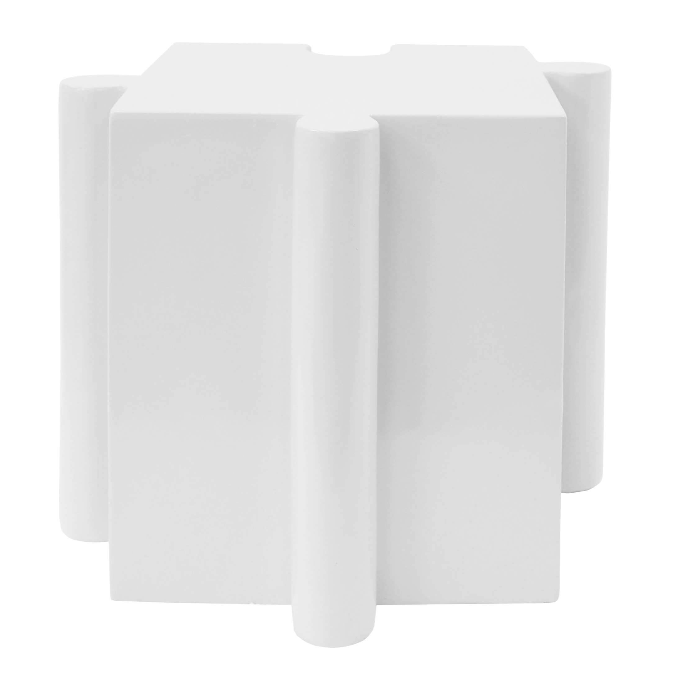 Christopher Knight Home White Puzzle Art Side Table, Modular Interlocking Design, Indoor Outdoor Use, Convex Edge