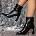 thumbnail image 6 of C-143 Black Ladies Fall Winter Short Boots Pointed Toe Rear Zipper Thick Heel Mid Calf Casual Fashionable, 6 of 7
