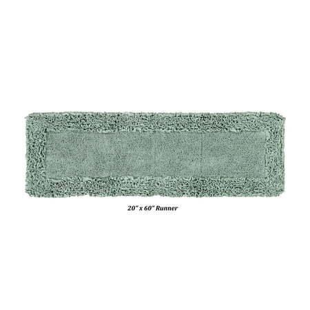 Better Trends 20" x 60" Bathroom Runner Mat, 100% Cotton Non-Slip Bath Rug, Water Absorbent, Machine Washable for Bathroom and Shower Use, Sage Shaggy Border Collection
