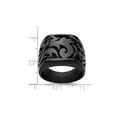 thumbnail image 3 of Mens Black Titanium Pattern Signet Ring, 3 of 5