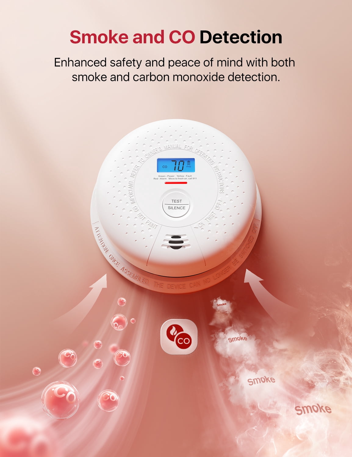 X-Sense Smoke and Carbon Monoxide Detector Combo, 10-Year Sensor