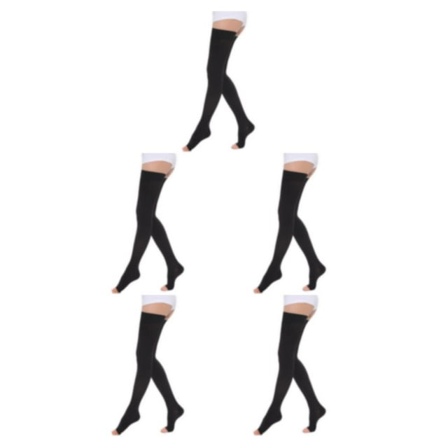 Baohd Bas de Compression Doux et Extensibles à la Mode et Confortables à Bout Ouvert - Noir m Ensemble de 5