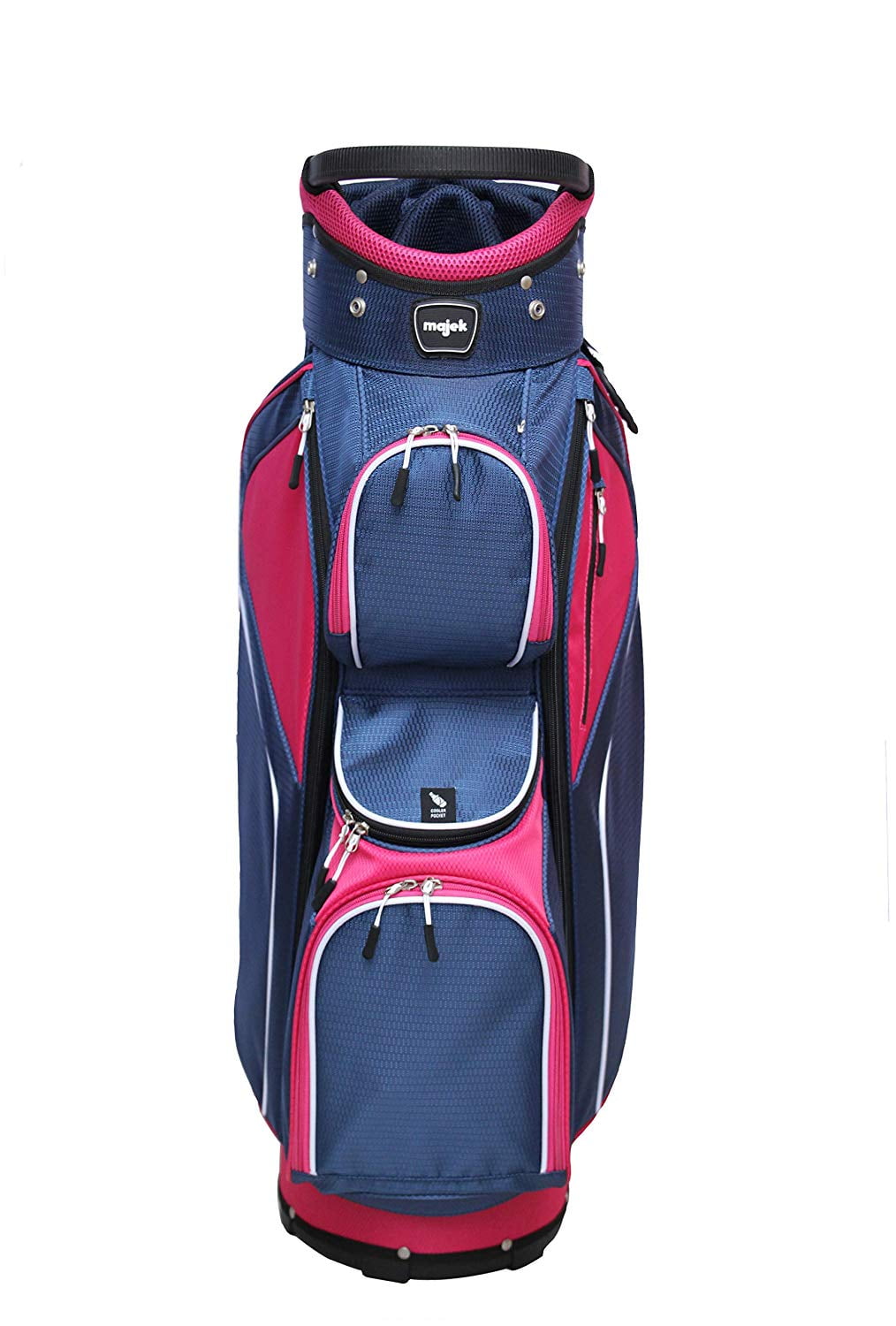 Majek Ladies Navy Blue Pink Golf Bag 9 inch 14-way Friendly Separator Top
