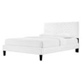 thumbnail image 1 of Platform Bed Frame, Queen Size, White, Velvet, Modern Contemporary, Bedroom Master Guest Suite Room, 1 of 10