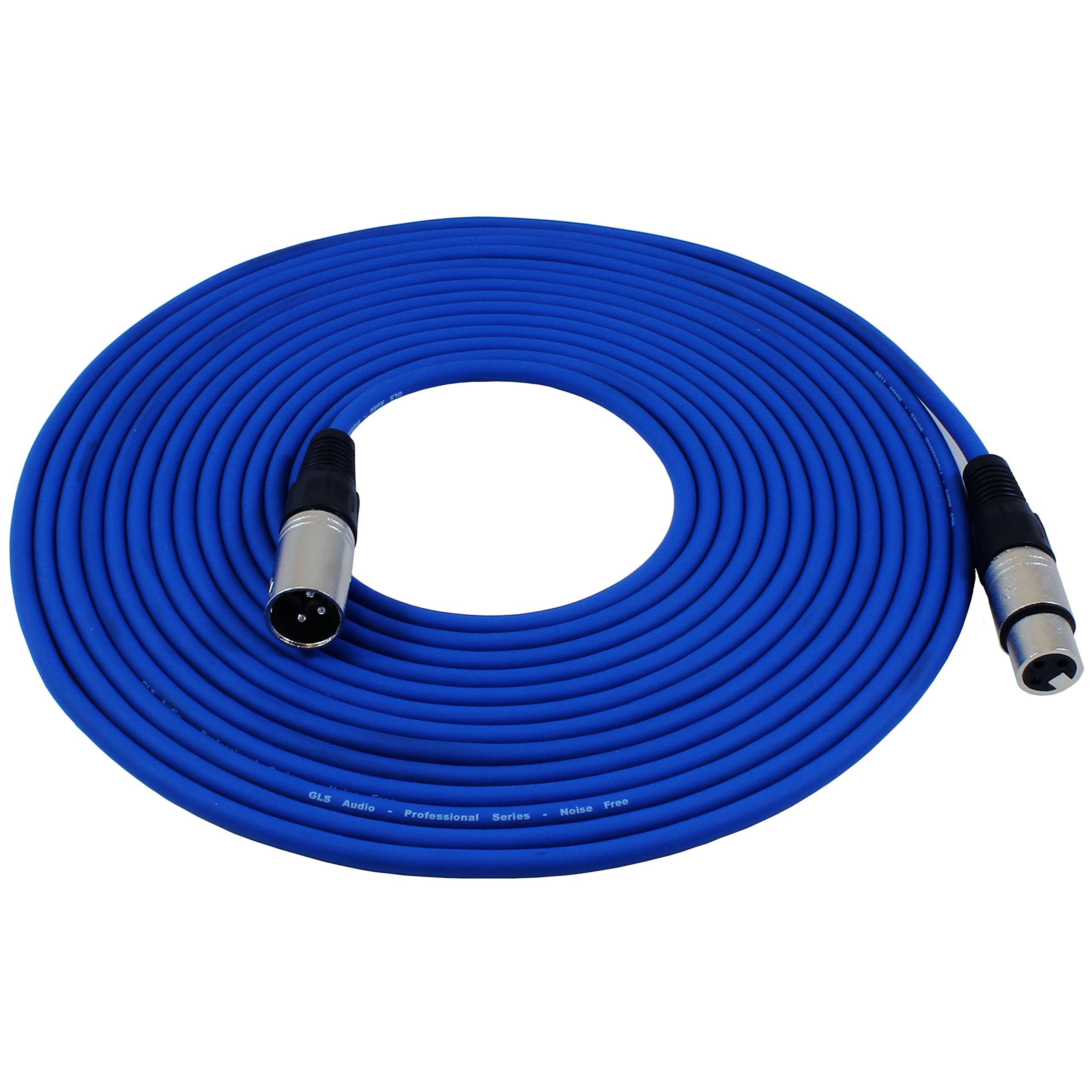 GLS Audio 25ft Colored Blue Mic Cable Patch Cords XLR Male to XLR