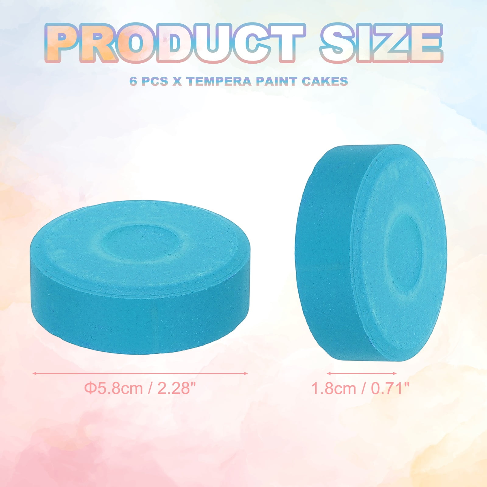 Uxcell 6 Pcs Washable Tempera, 2.3"x0.7" Large Tempera Paint Cakes Bulk Paints Blocks Art Supplies Watercolor Cake for Artists Art Painting Drawing DIY Crafting, Lake Blue