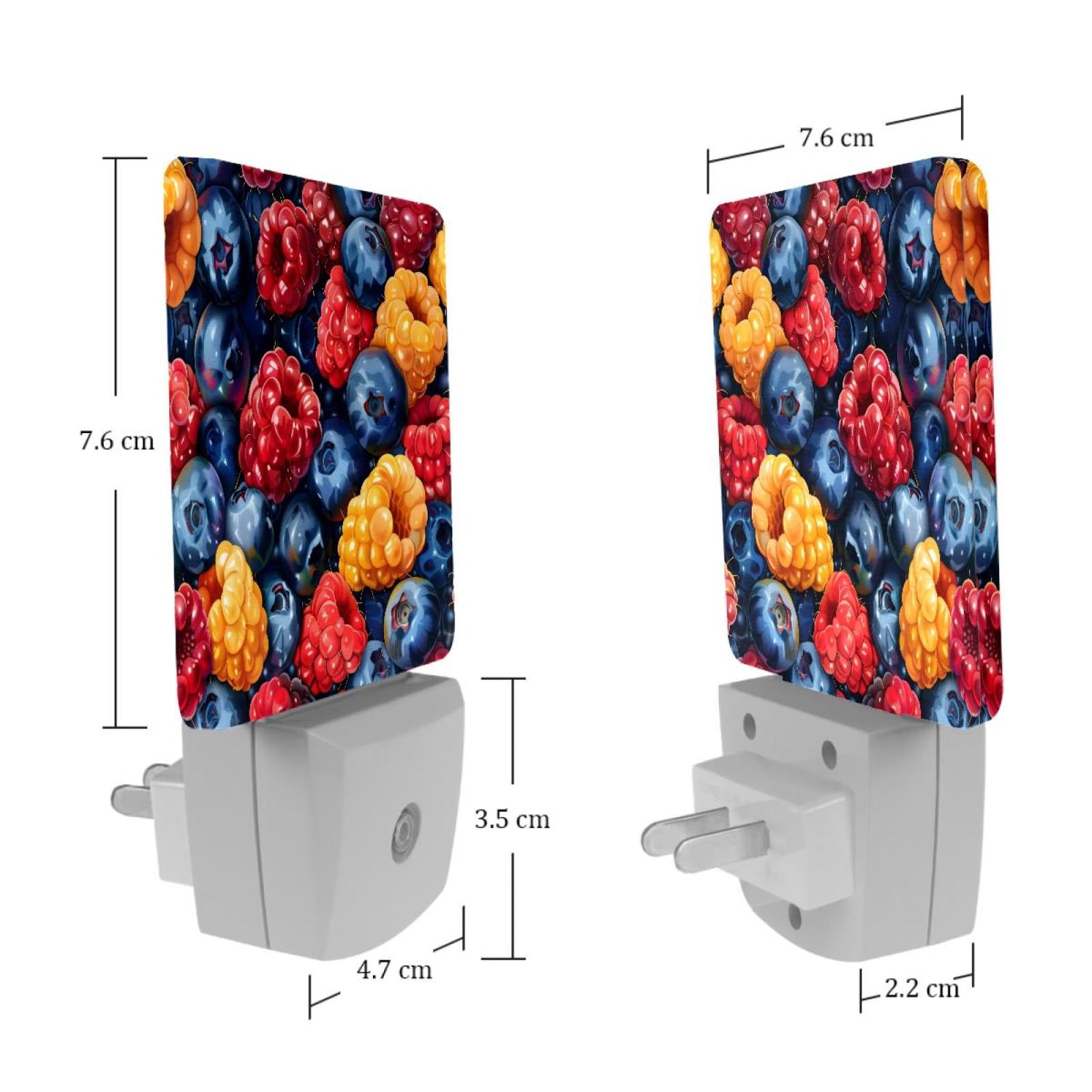 PhooArto Colorful Fruits Pattern Plug in LED Night Light Auto Sensor Dusk to Dawn Decorative Night for Bedroom, Bathroom, Kitchen, Hallway, Stairs, Baby's Room, Energy Saving