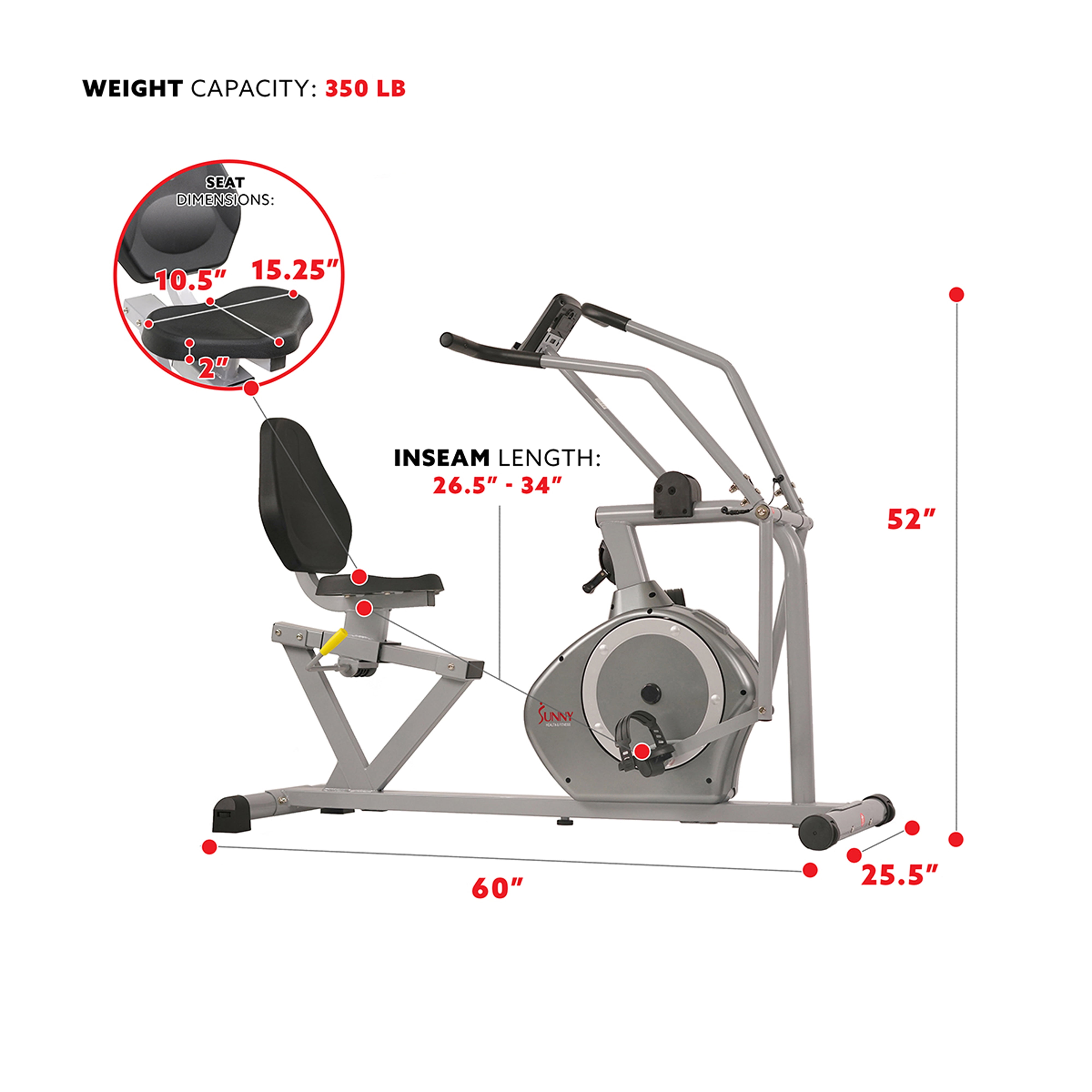 Sunny Health Fitness Recumbent Exercise Bike with Arm Workout Exercisers in Brunei at BND 666 Rating 4