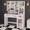 White, variant on Danpinera Home Modern White Makeup Vanity Desk with LED Mirror, Power Outlet and Storage Cabinet