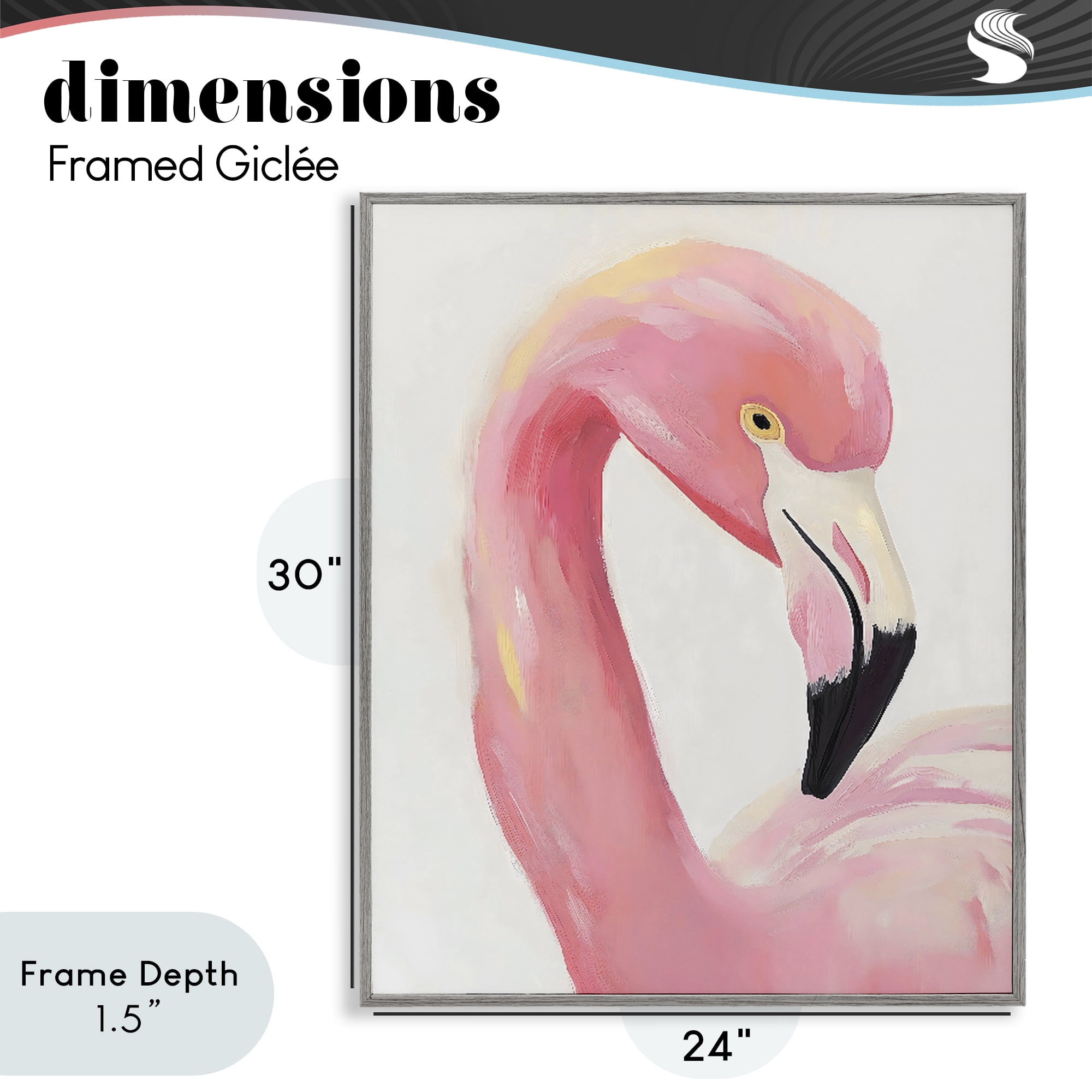 Stupell Industries Serene Pink Flamingo Portrait Gray Framed Giclee Art, design by The Prints Vibe