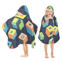 Yayeee Kids Hooded Towels Toddler Soft Absorbent Beach Bathing Wrap 50" x 23.5", Green Cubes
