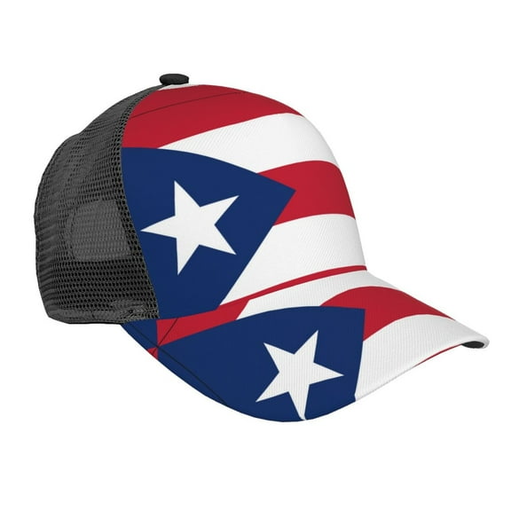 Puerto-Rico Flag Snapback Trucker Hats Baseball Caps Adjustable Mesh Back Ball Caps For Men Women