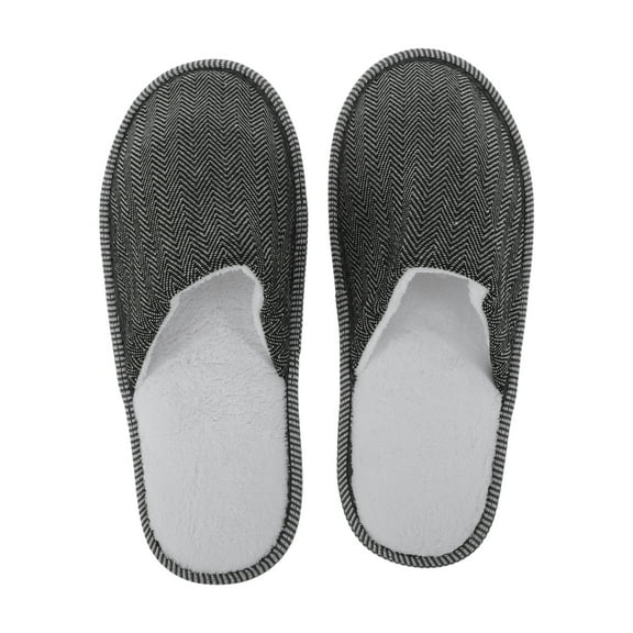 Unique Bargains 1 Pair Disposable Slippers Foldable Cotton Knit Hotel Slippers Gray