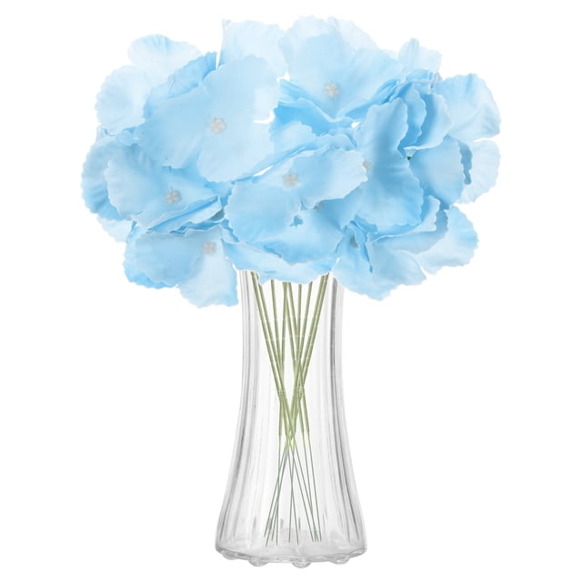 Uxcell 10 piezas de flores de hortensia artificiales de 16" de seda con tacto real, ramos grandes de hortensia realista para decoración de hogar, cocina, fiesta y boda, azul claro