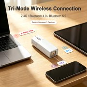Dpisuuk Wireless Mouse Bluetooth Mini Ultra Slim Silent Tri-Mode 2.4GHz & Dual Bluetooth Travel Mice with Case Rechargeable Portable Small Mouse for Laptop PC Desktop MacBook Tablet Kids Gift, White