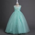 thumbnail image 4 of Miluxas Girl Lace Dress for Kids Wedding Pageant formal Party Long Gown Princess Maxi Tulle Dresses Green 15-16 Years, 4 of 9