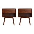 thumbnail image 3 of Mid-Century 1 Drawer Solid Wood Nightstand in Walnut, 3 of 5