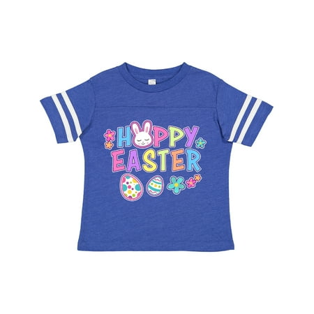 

Inktastic Happy Easter with Bunny Face and Easter Eggs Gift Toddler Toddler Girl T-Shirt