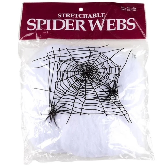 2 Bags - Stretchable Spider Web Webbing Cobweb Halloween Props With Spiders