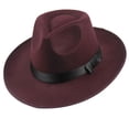 thumbnail image 2 of Dengjunhu Classic Fedora Hat for Men Women Wool Felt Wide Brim Hat Retro Wide Brim Floppy Panama Hat, 2 of 4
