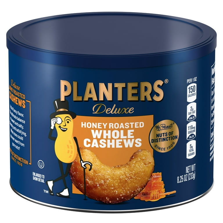 PLANTERS Deluxe Honey Roasted Whole Cashews, Sweet and Salty