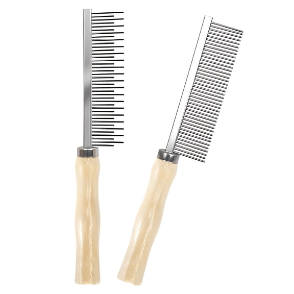 2PCS Pet Grooming Comb, Wooden Handle Steel Pin Brush for Dogs Cats, 7.8 Inch Professional Deshedding Comb for Long Short Hair, Pet Supplies