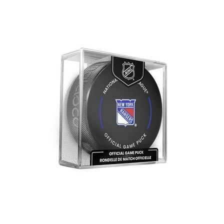 Rangers Official Game Hockey Puck with Holder
