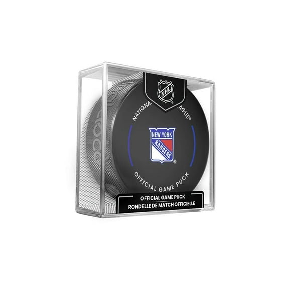 Rangers Official Game Hockey Puck with Holder