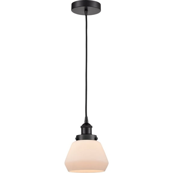 616-1PH-BK-G171 Innovations Lighting Fulton - 1 Light Mini Pendant In Industrial Style-10 Inches Tall and 7 Inches Wide-Matte Black Finish-Matte White