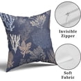 thumbnail image 4 of Nautical Coastal Throw Pillow Covers Set of 2 Ocean Themed Beach Coral Couch Pillow Cases Outdoor Sofa Cushion Cover Modern Sea Plants Decor for Bed Living Room, 18" x 18", 4 of 6