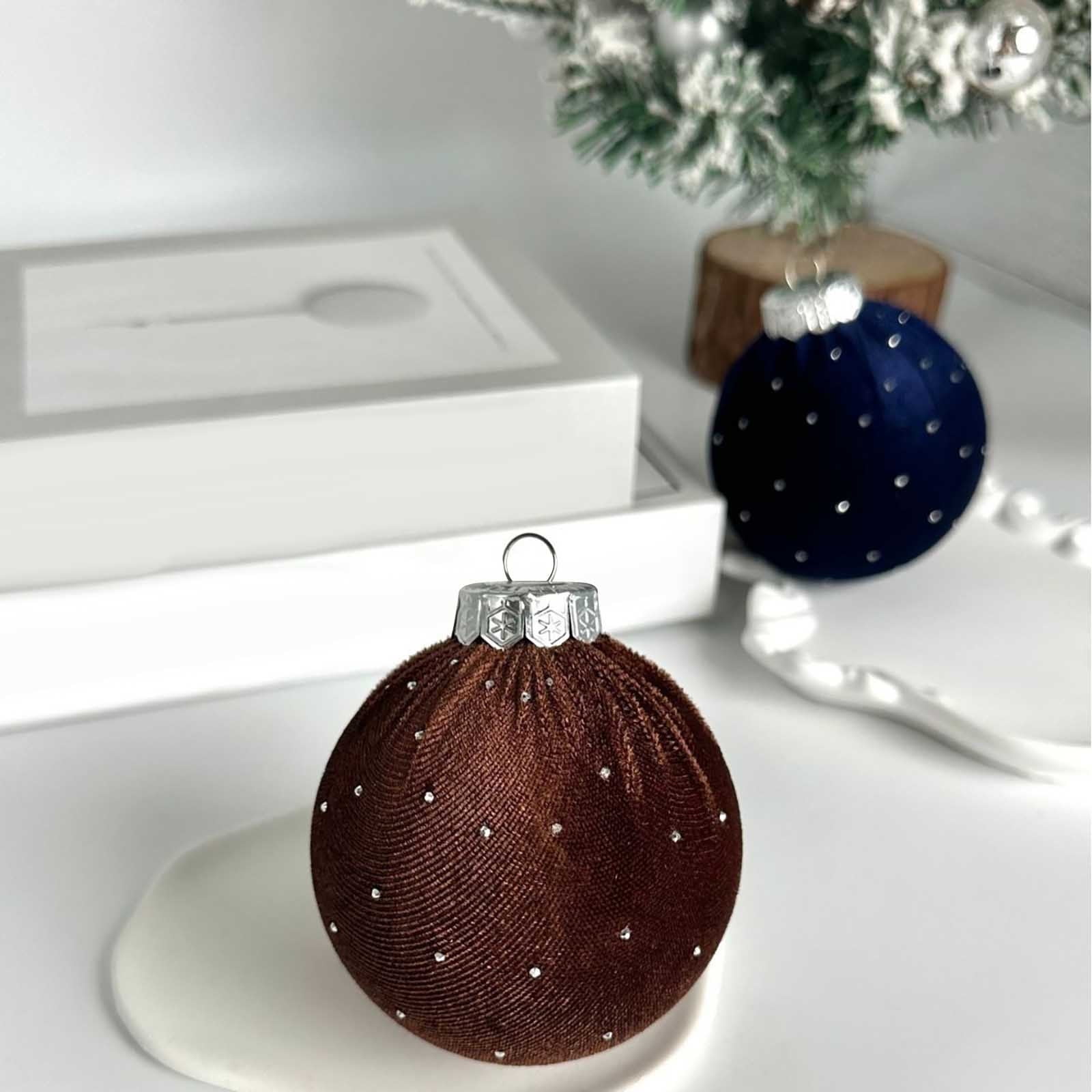 Velvet Flocked Christmas Ornament Ball, 3.15 Inch Soft Hanging Decoration for Tree, First Christmas Baby Shower or Birthday Party Decor