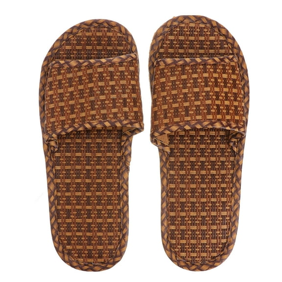 BESTOYARD 1 Pair Rattan Woven Slippers Black Simple Design Bamboo Prevent Fall Down Spring