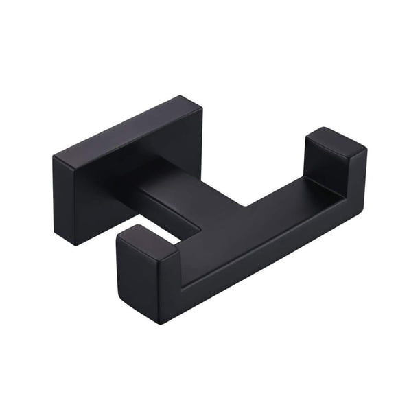 Gancho doble simple para toallas, negro mate, toallero de baño de acero inoxidable, gancho para bata para colgar en la pared