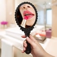 thumbnail image 6 of Vintage Handheld Mirror, Small Hand Held Decorative Mirrors For Face Makeup Embossed Flower Portable Antique Travel Personal Cosmetic Mirror - Black, 6 of 6