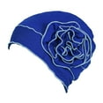 thumbnail image 2 of AMLESO For Ladies Solid Elastic Flower Hat Turban Chemo Cancer Hair Loss Cap Head Wrap blue, 2 of 8