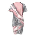 thumbnail image 7 of Virmaxy Womens Stylish Outfit 2 Piece Set Summer Marble Printed Shorts 2 Piece Set Fashion Casual Short Sleeve V-Neck Top/Shirt Shorts Set Pink-B M, 7 of 7