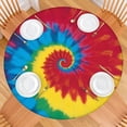 thumbnail image 2 of Colorful Rainbow Tie Dye Spiral Pattern Round Fitted Tablecloth with Elastic Edge,Dining Table Cover Waterproof,Outdoor Round Tablecloth for Camping,Dining,Indoor and Outdoor, 2 of 7