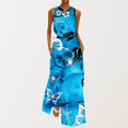 thumbnail image 1 of SMihono Robe Maxi Bohème d'Été pour Femmes Grande Taille Mode d'Été Imprimée Col en V Sans Manches Robe à Enfiler avec Poches Robe de Plage, 1 of 5