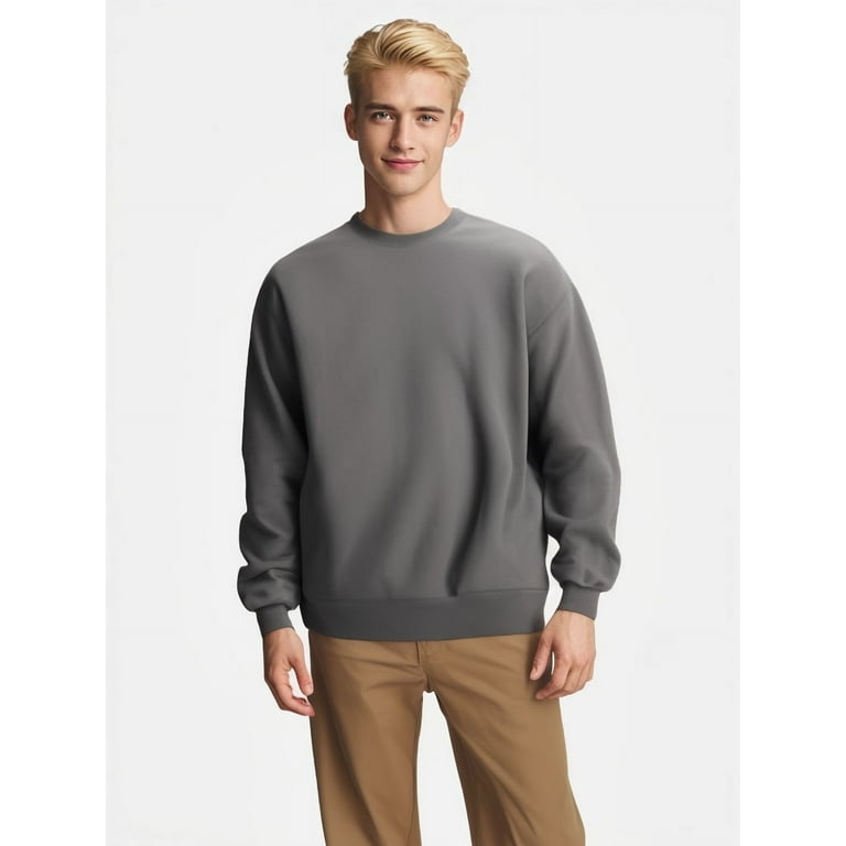 Wyobmus Mens Sweatshirts No Hood Fashion Casual Fall Pullover Long